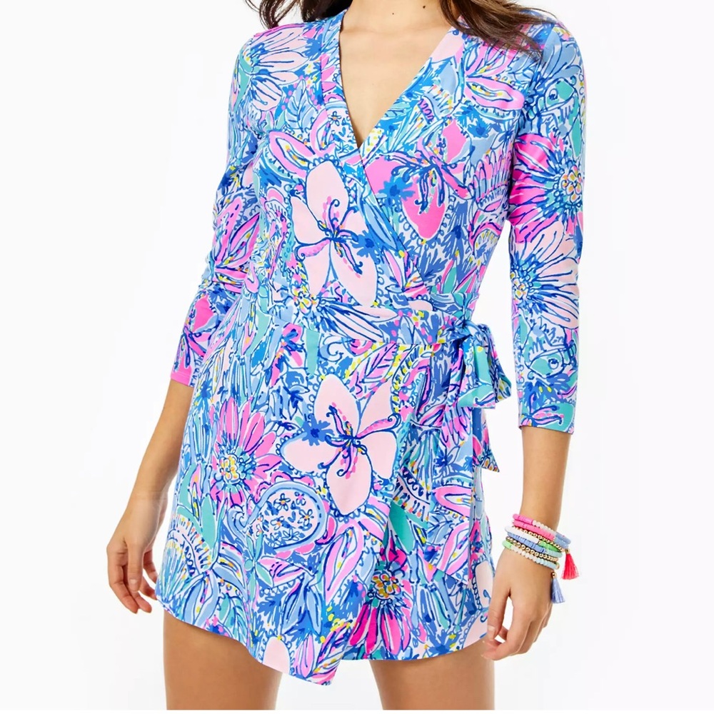 Lily Pulitzer Karlie Wrap Palms Romper